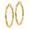 14k Polished 3mm Twisted Hoop Earrings