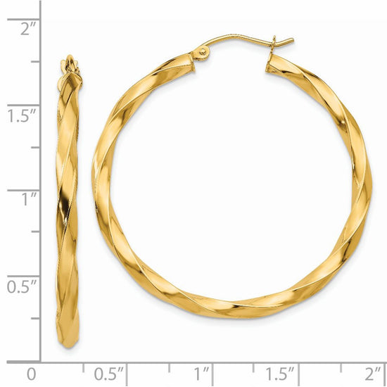 14k Polished 3mm Twisted Hoop Earrings
