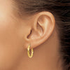 3mm Gold Twisted Tube Hoop Earrings