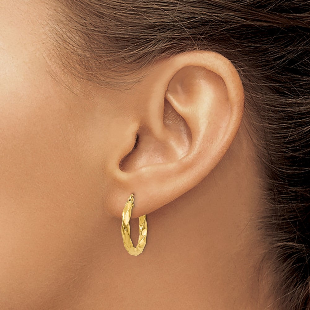 3mm Gold Twisted Tube Hoop Earrings