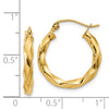 3mm Gold Twisted Tube Hoop Earrings