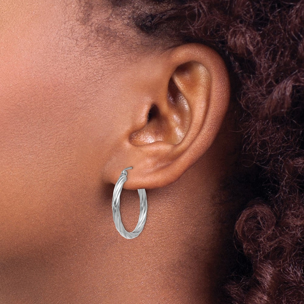 3.25mm Gold Twisted Hoop Earrings