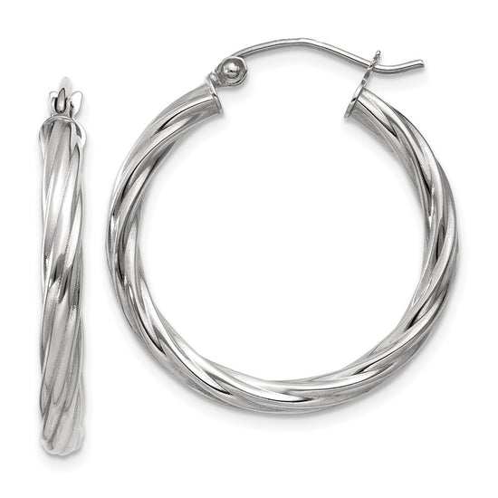 3.25mm Gold Twisted Hoop Earrings