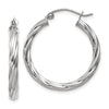 3.25mm Gold Twisted Hoop Earrings
