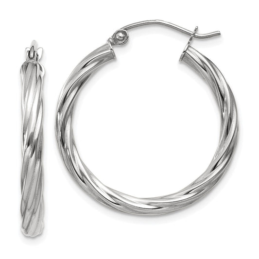 3.25mm Gold Twisted Hoop Earrings
