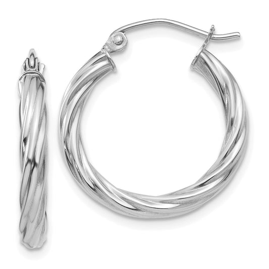 3.25mm Gold Twisted Hoop Earrings