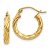 3.25mm Gold Twisted Hoop Earrings