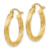 3.25mm Gold Twisted Hoop Earrings