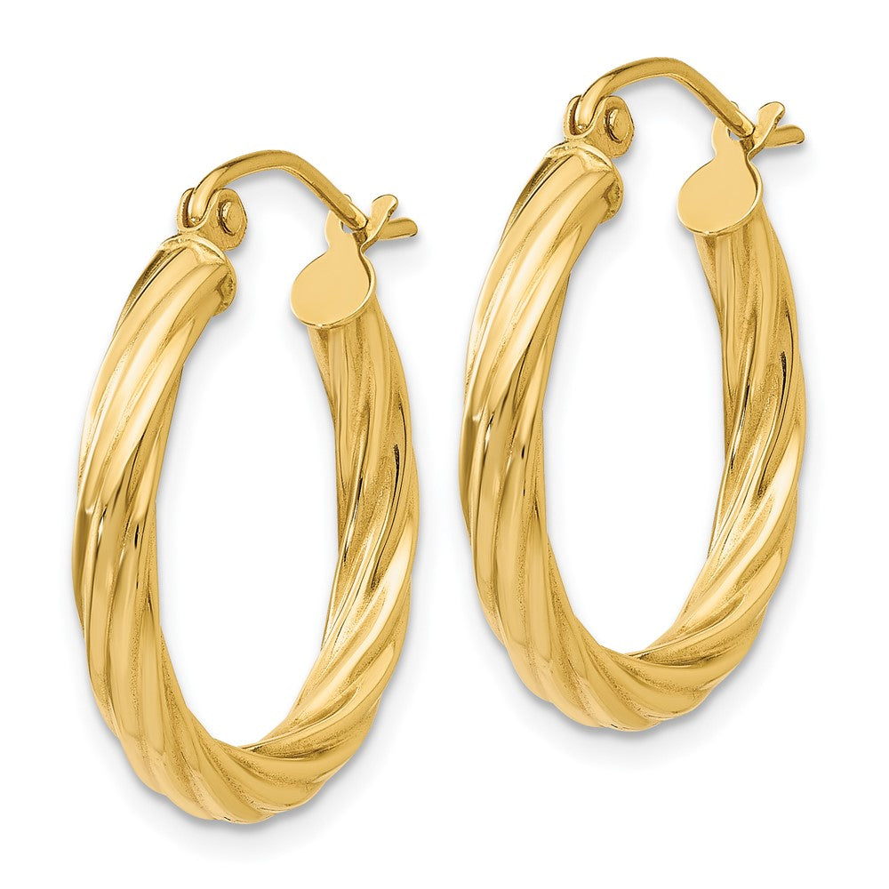 3.25mm Gold Twisted Hoop Earrings