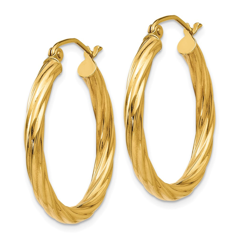 3.25mm Gold Twisted Hoop Earrings