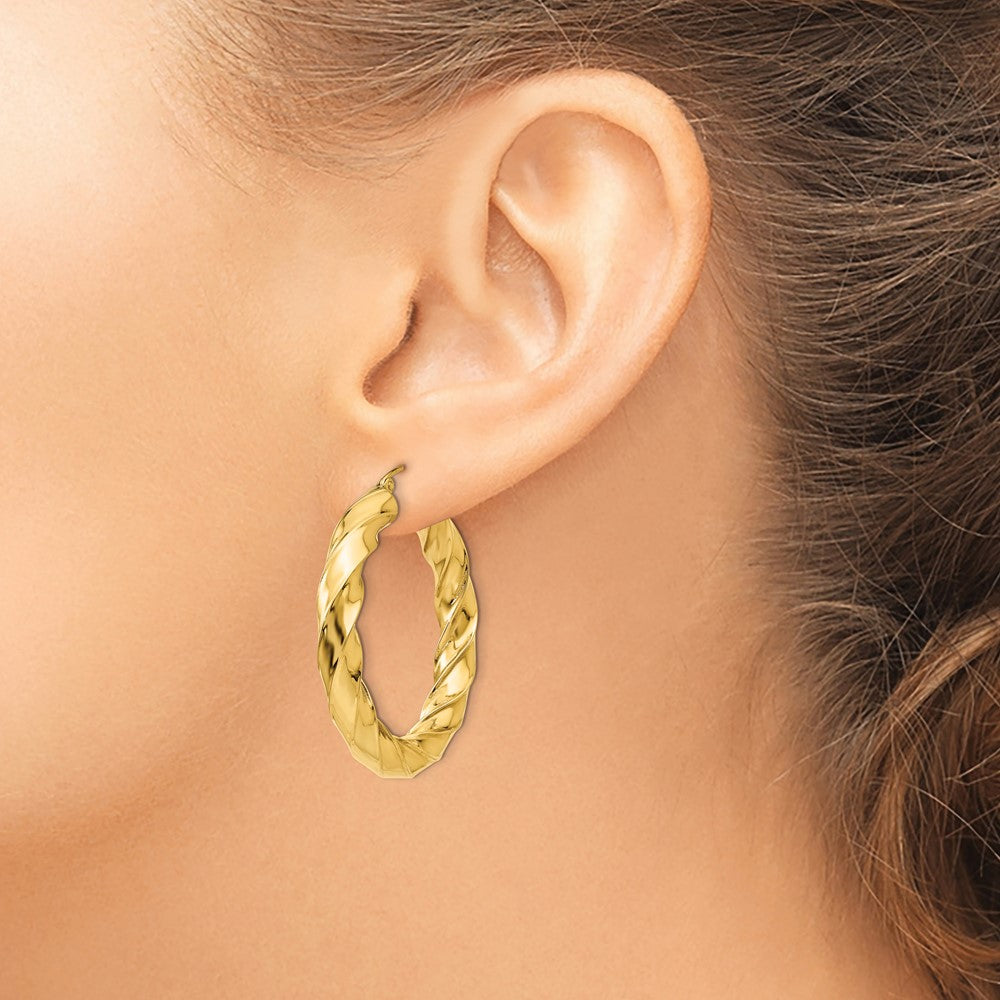 14k Polished 5.0mm Twisted Hoop Earrings