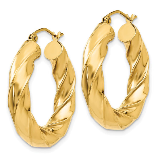 5mm Gold Twisted Tube Hoop Earrings