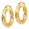 5mm Gold Twisted Tube Hoop Earrings