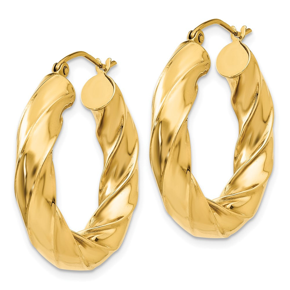 5mm Gold Twisted Tube Hoop Earrings