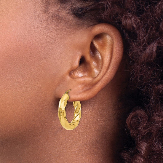 5mm Gold Twisted Tube Hoop Earrings