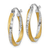 2.5mm Gold & Rhodium Satin Diamond-cut Twisted Hoop Earrings