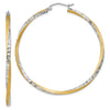 2.5mm Gold & Rhodium Satin Diamond-cut Twisted Hoop Earrings