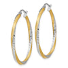 2.5mm Gold & Rhodium Satin Diamond-cut Twisted Hoop Earrings