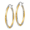 2.5mm Gold & Rhodium Satin Diamond-cut Twisted Hoop Earrings
