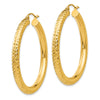 14k 4x40mm Diamond-cut Round Tube Hoop Earrings
