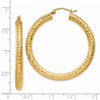 14k 4x40mm Diamond-cut Round Tube Hoop Earrings