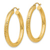 14k 4x35mm Diamond-cut Round Tube Hoop Earrings