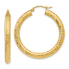 14k 4x35mm Diamond-cut Round Tube Hoop Earrings