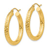 14k 4x30mm Diamond-cut Round Tube Hoop Earrings