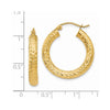 14k 4x25mm Diamond-cut Round Tube Hoop Earrings