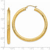 14k 4x45mm Diamond-cut Round Tube Hoop Earrings