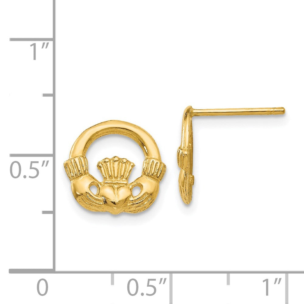 14k Claddagh Post Earrings