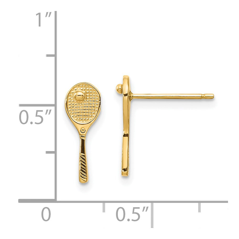 14k Mini Tennis Racquet with Ball Post Earrings
