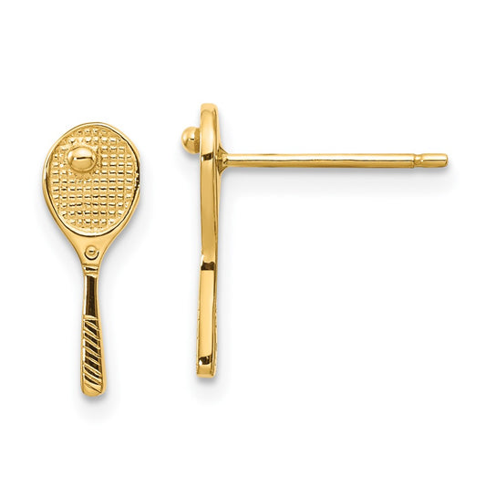 14k Mini Tennis Racquet with Ball Post Earrings