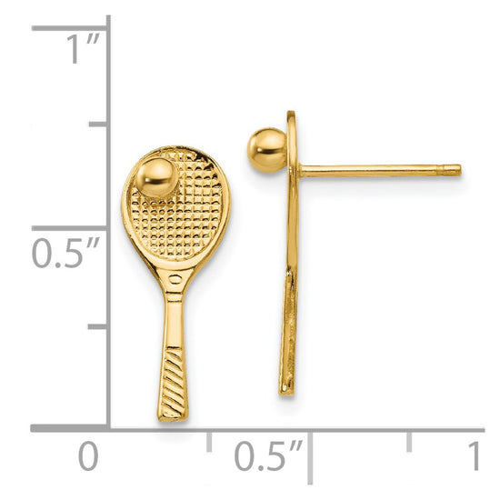 14k Tennis Racquet with Ball Post Earrings