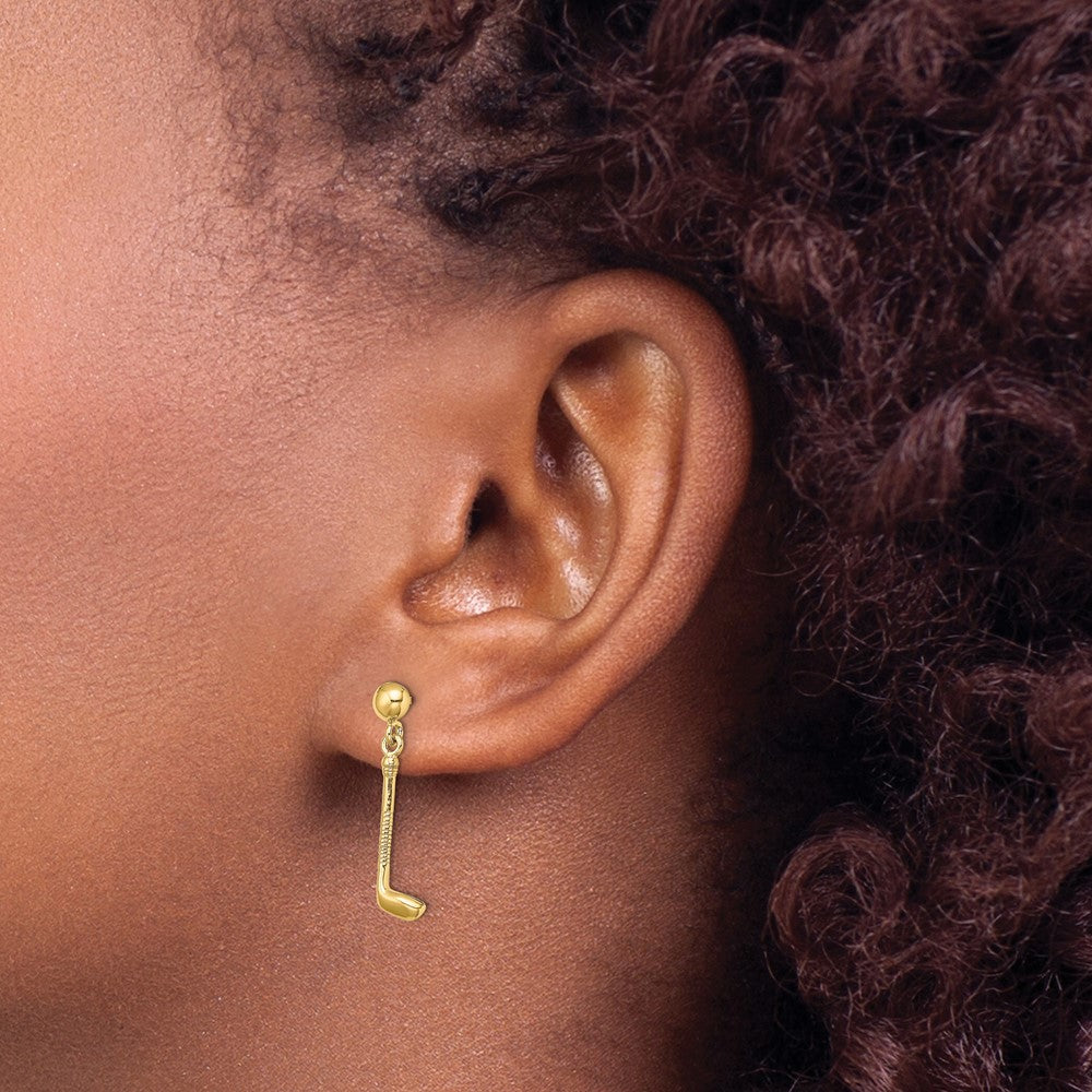 14k Golf Club Dangle Post Earrings