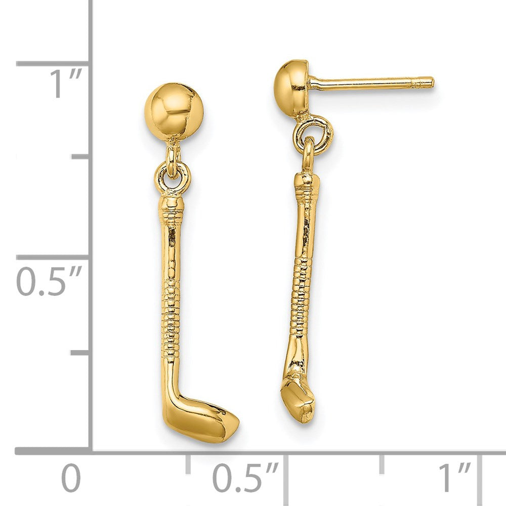 14k Golf Club Dangle Post Earrings