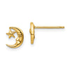14k Polished Moon with Face and Star Post Earrings
