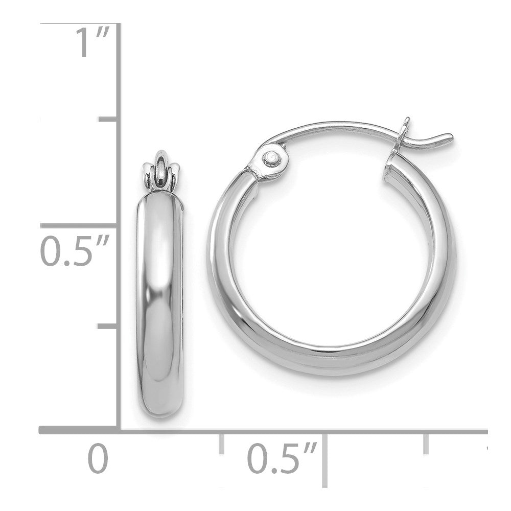 14k White Gold 2.75x16mm Polished Tube Hoop Earrings