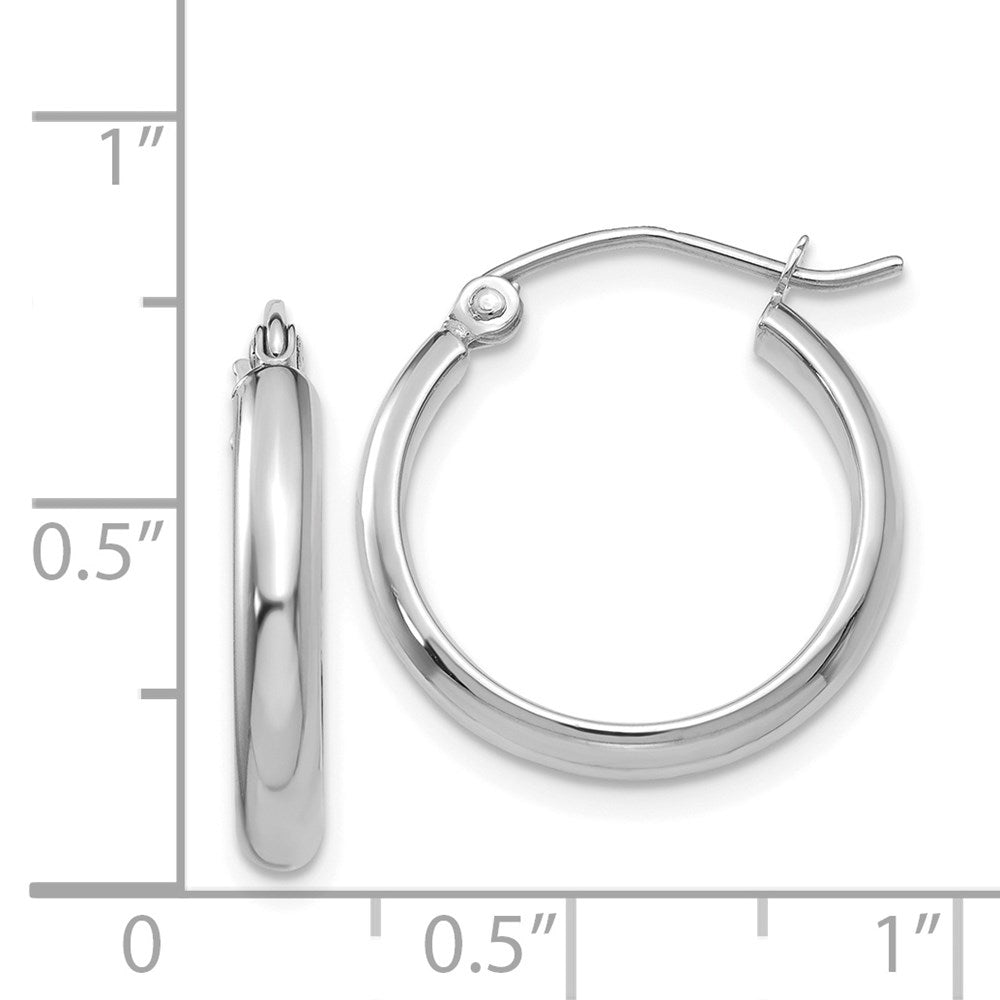 14k White Gold 2.75x18mm Polished Tube Hoop Earrings