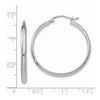 14k White Gold 2.75x30mm Polished Tube Hoop Earrings