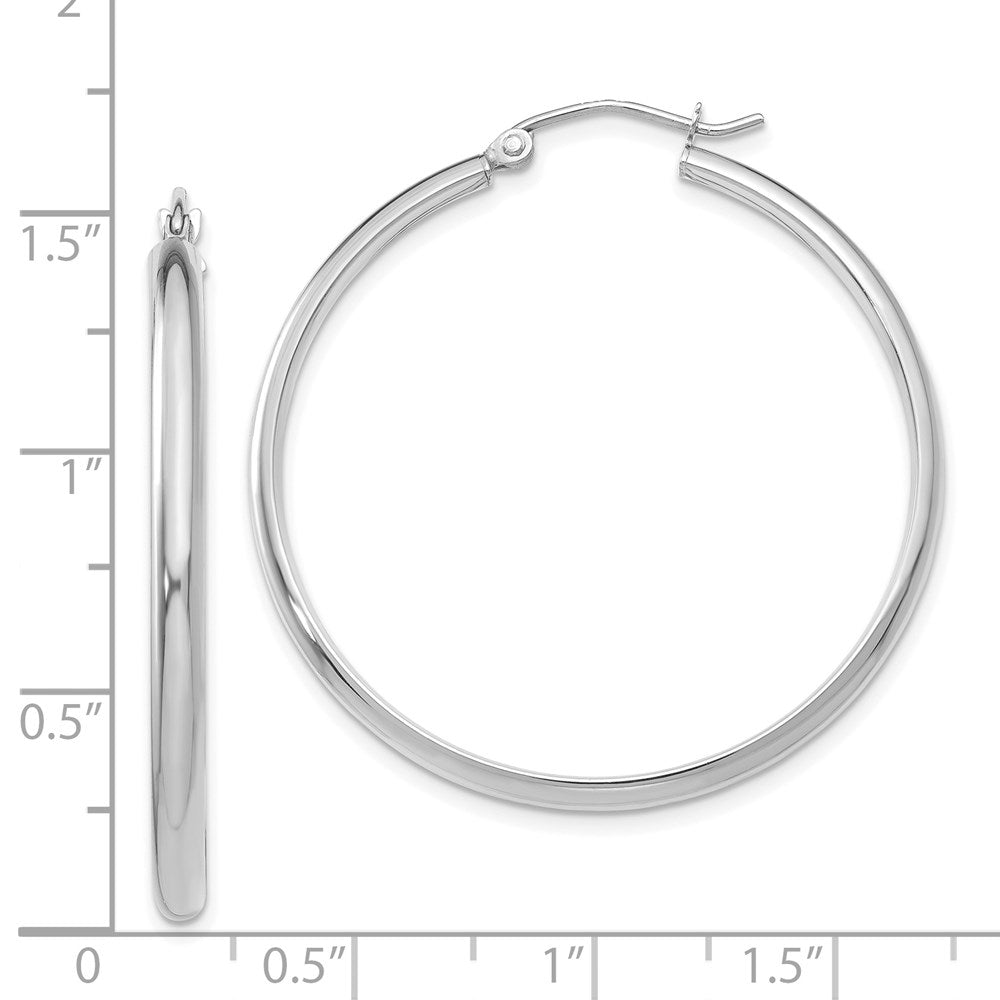 14k White Gold 2.75x35mm Polished Tube Hoop Earrings