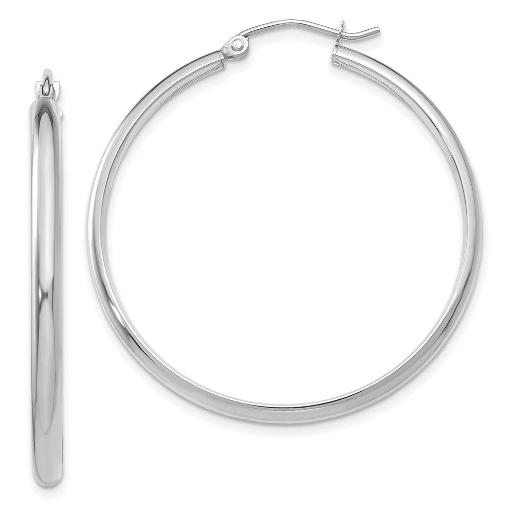 14k White Gold 2.75x35mm Polished Tube Hoop Earrings