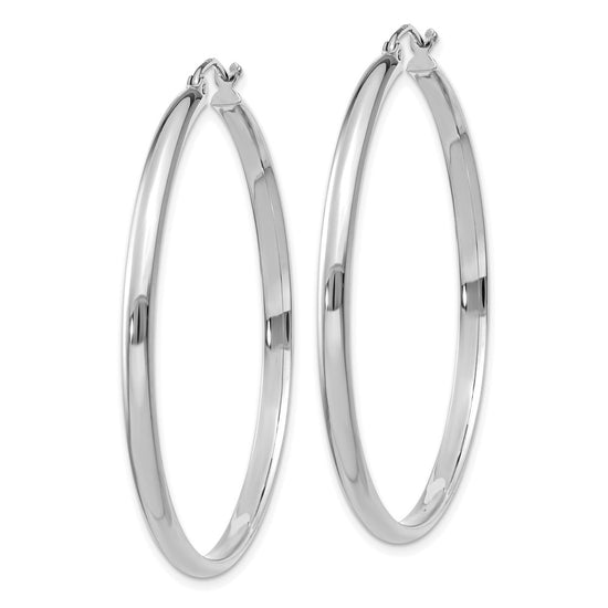 14k White Gold 2.75x40mm Polished Tube Hoop Earrings