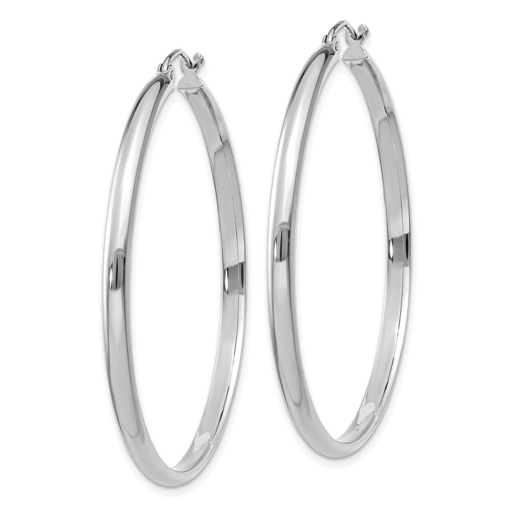 14k White Gold 2.75x40mm Polished Tube Hoop Earrings