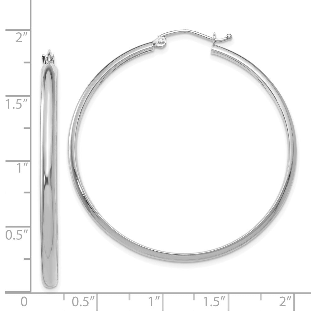 14k White Gold 2.75x40mm Polished Tube Hoop Earrings