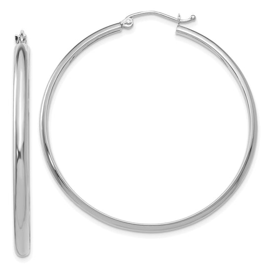14k White Gold 2.75x40mm Polished Tube Hoop Earrings