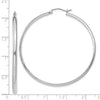 14k White Gold 2.75x50mm Polished Tube Hoop Earrings