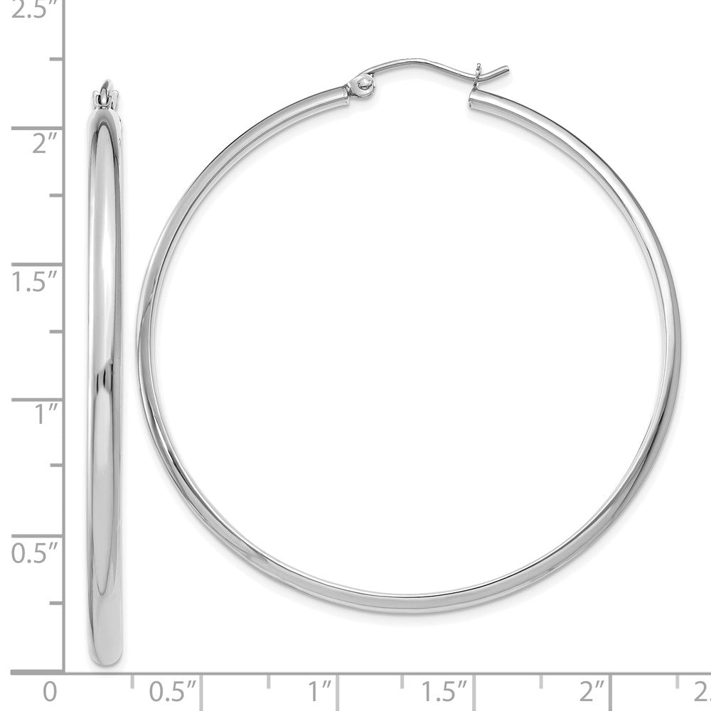 14k White Gold 2.75x50mm Polished Tube Hoop Earrings