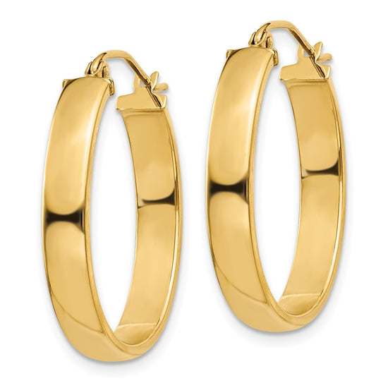 14k 4x25mm Lightweight Oval Tube Hoop Earrings