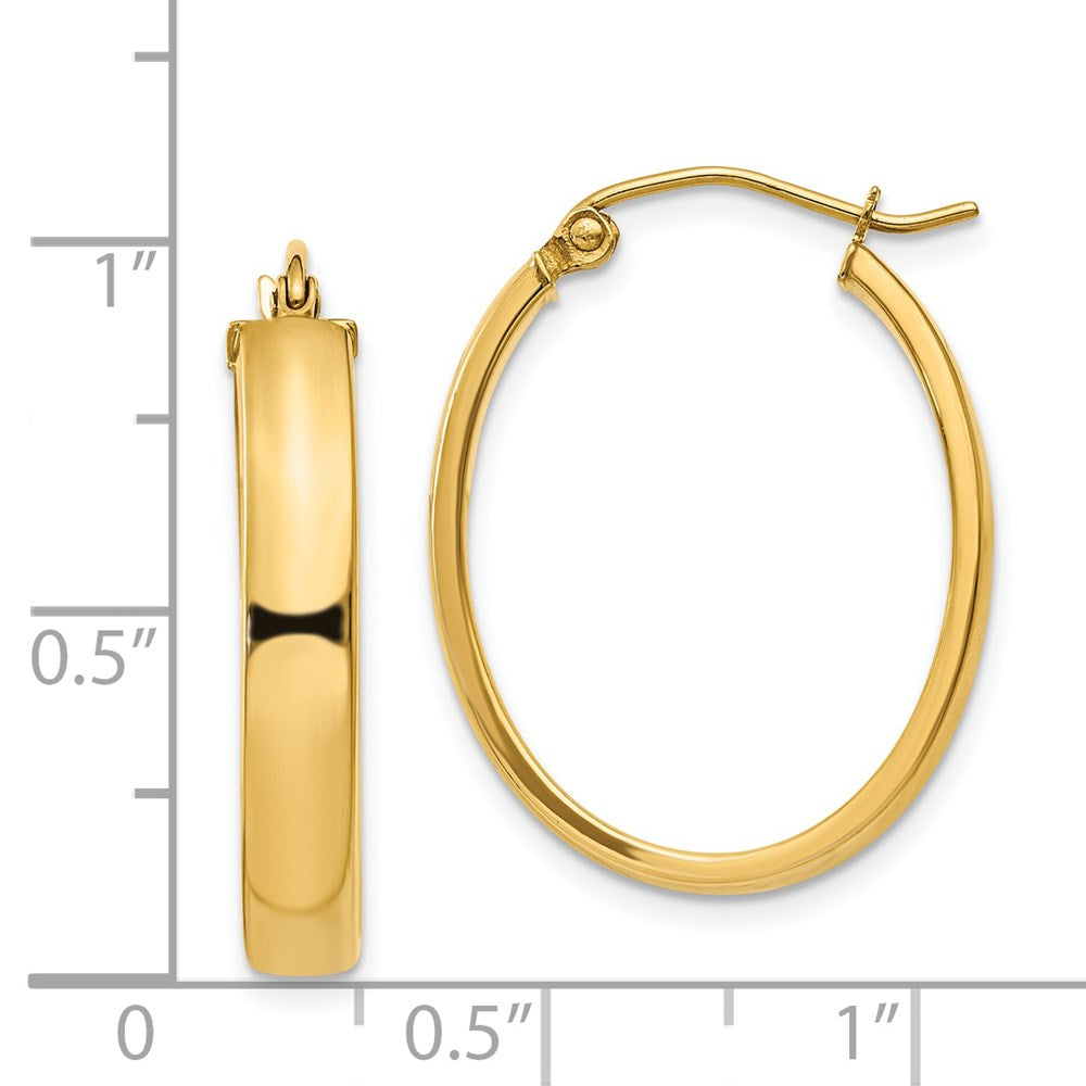14k 4x25mm Lightweight Oval Tube Hoop Earrings
